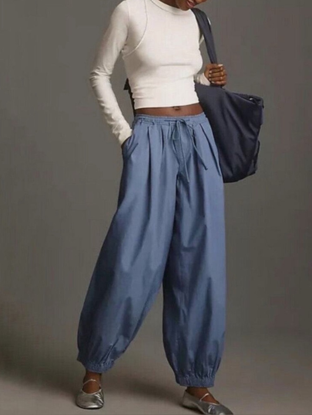 Anthropologie Blue The Mossa Parachute Pants Sz M